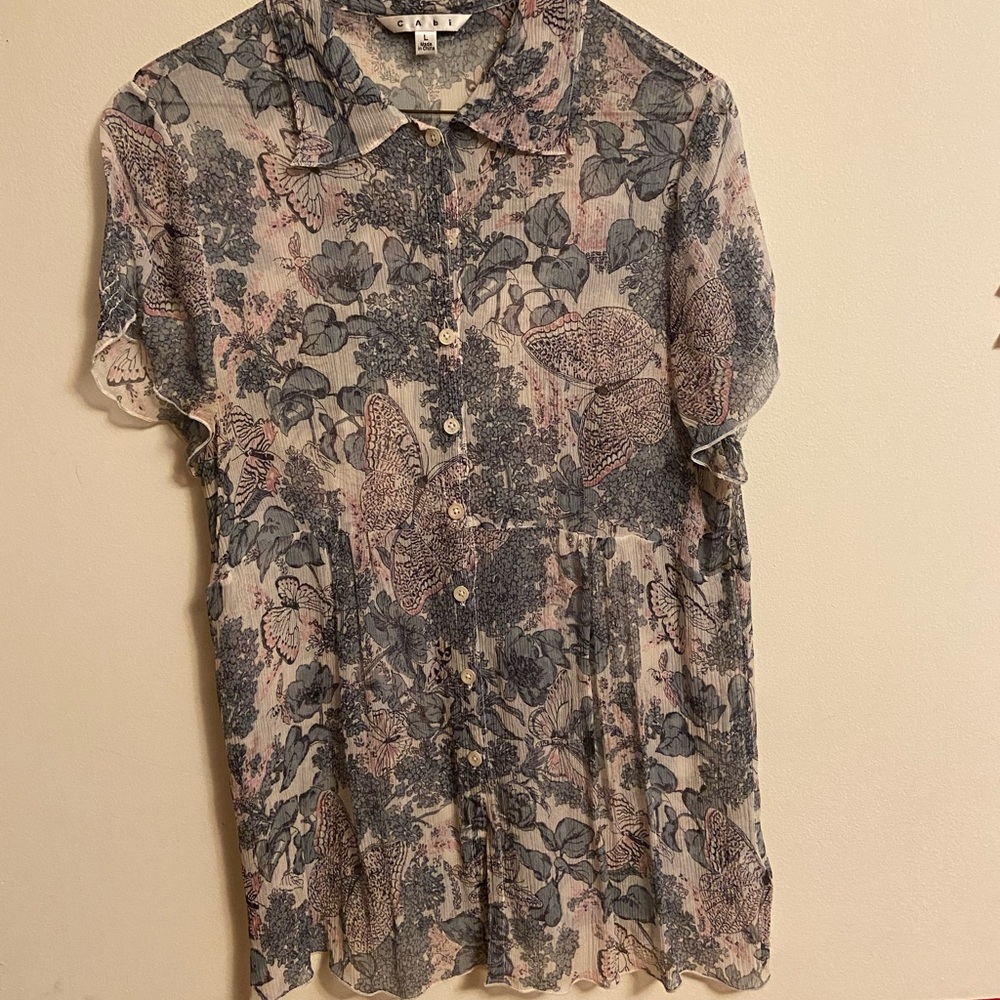 Cabi sheer short sleeved top